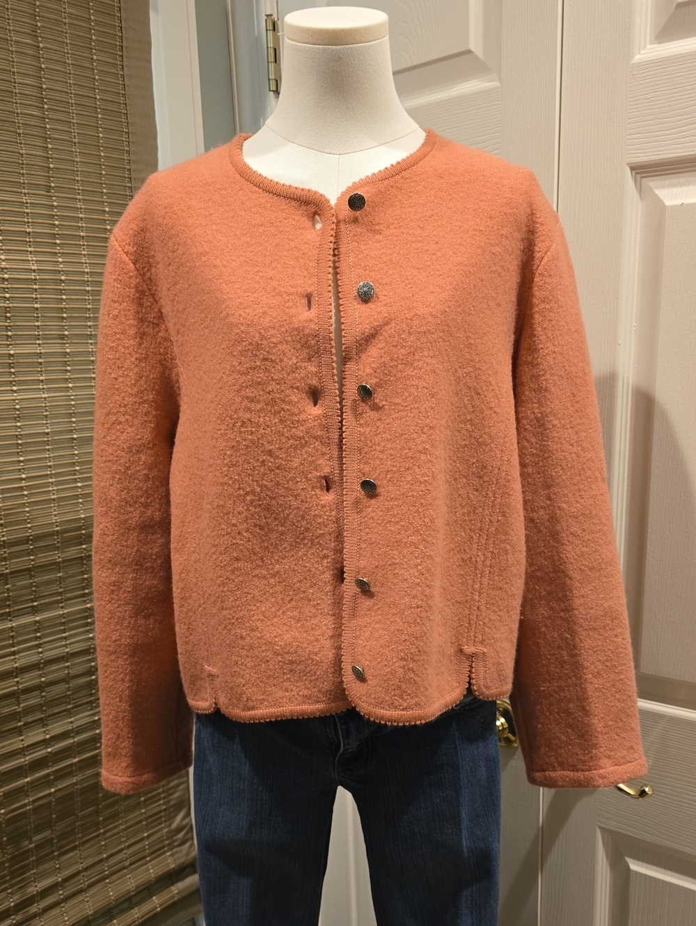Appleseed's Coral Orange Boiled Wool Sweater